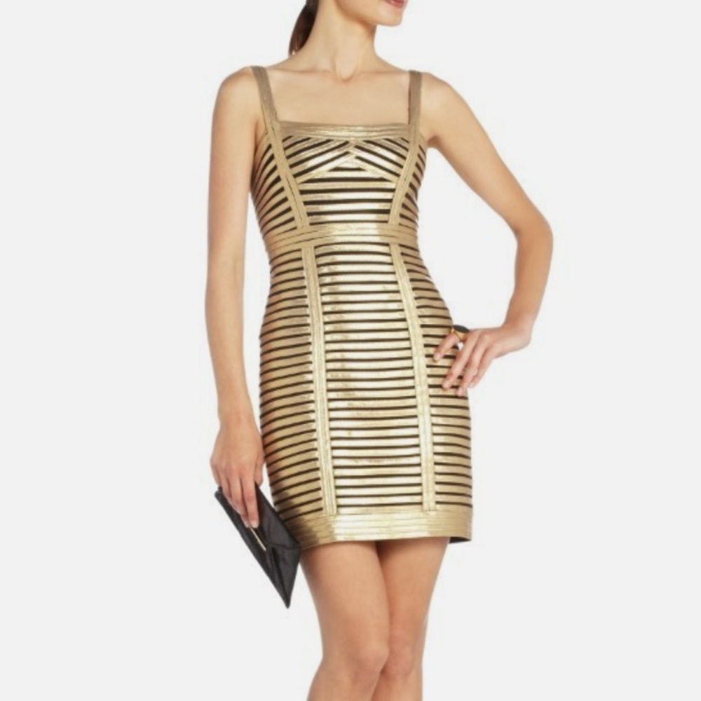 BCBGMaxAzria Beret Gold Mini Dress